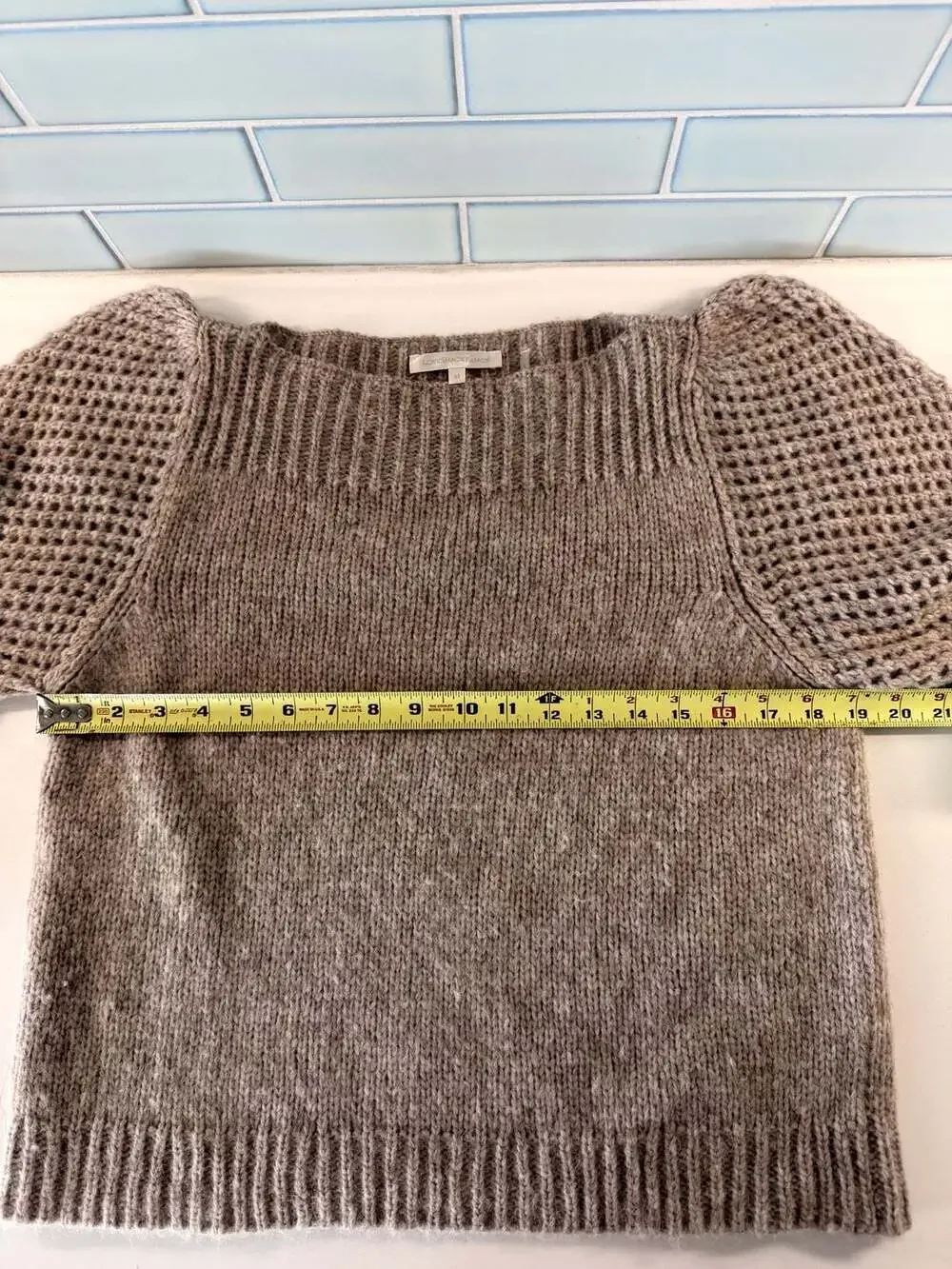 LoveShackFancy Rosie Baby Alpaca Pullover Sweater Tan Medium